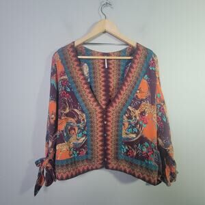 Free People S Catch Me if You Can Deep Neck Boho Oversized Top